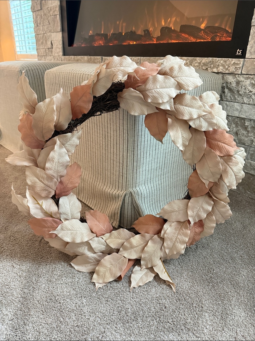 Threshold fall Cream and orange Leaf Wreath